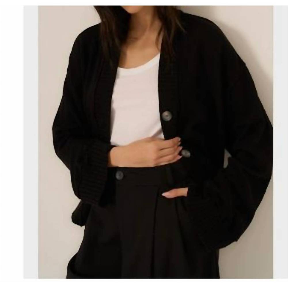NEW PROJECT SOCIAL T romy button front cardi in black